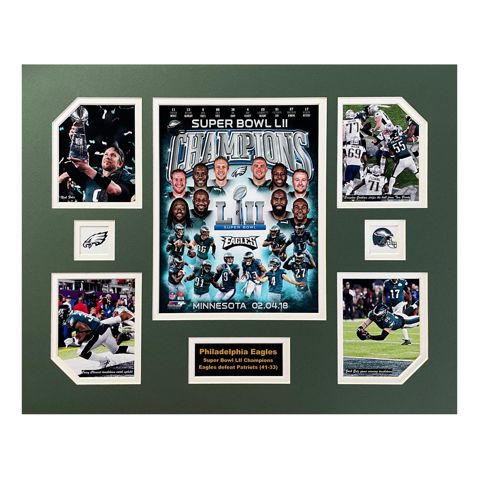 Philadelphia Eagles 2017-18 NFL Football Super Bowl LII Champions 16 x 20 inch Collage