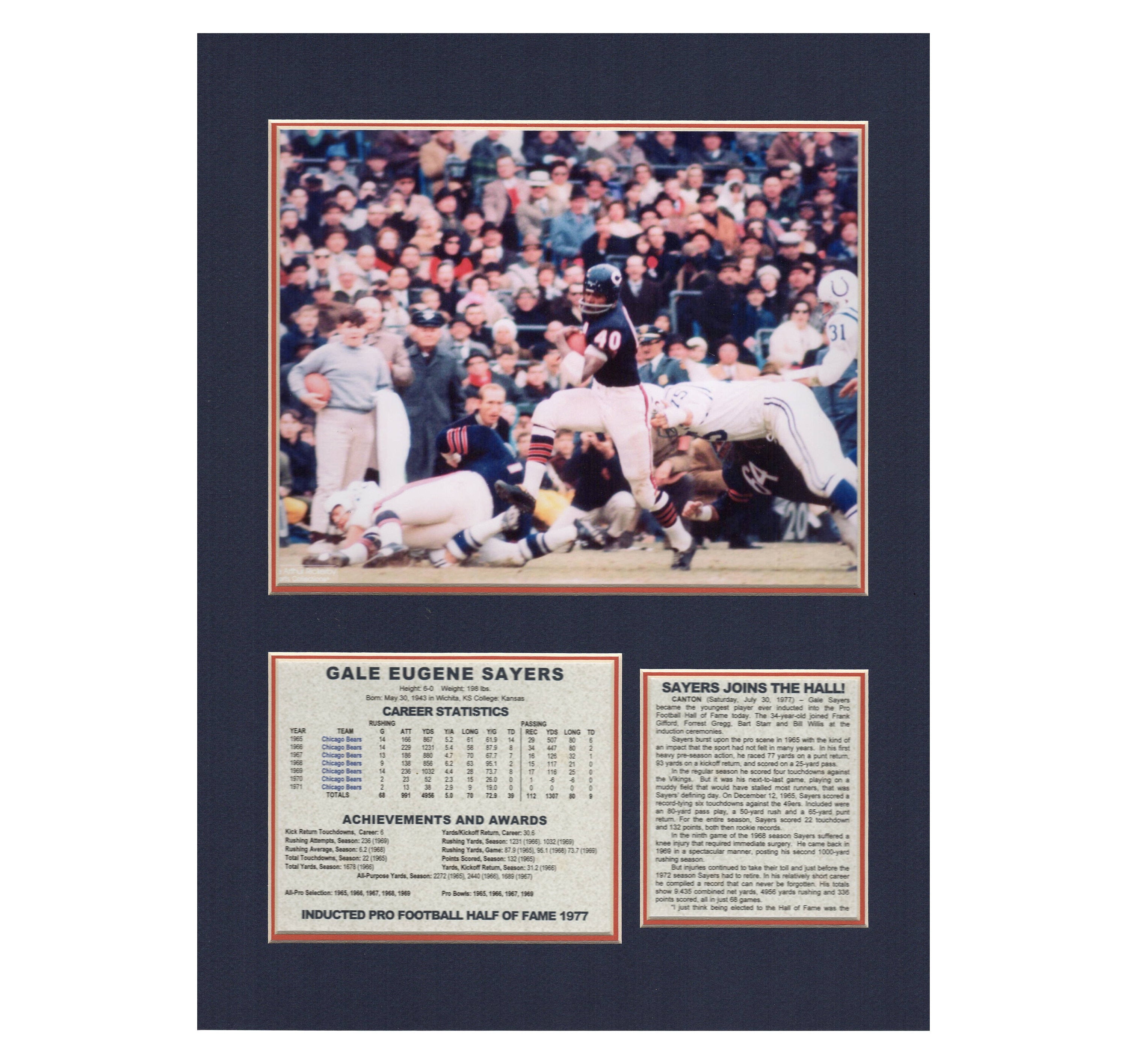 Gale Sayers Chicago Bears Hall of Fame Tribute