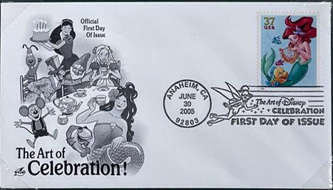 Disney Stamp and First Day Cover Art - The Little Mermaid Ariel and Flounder