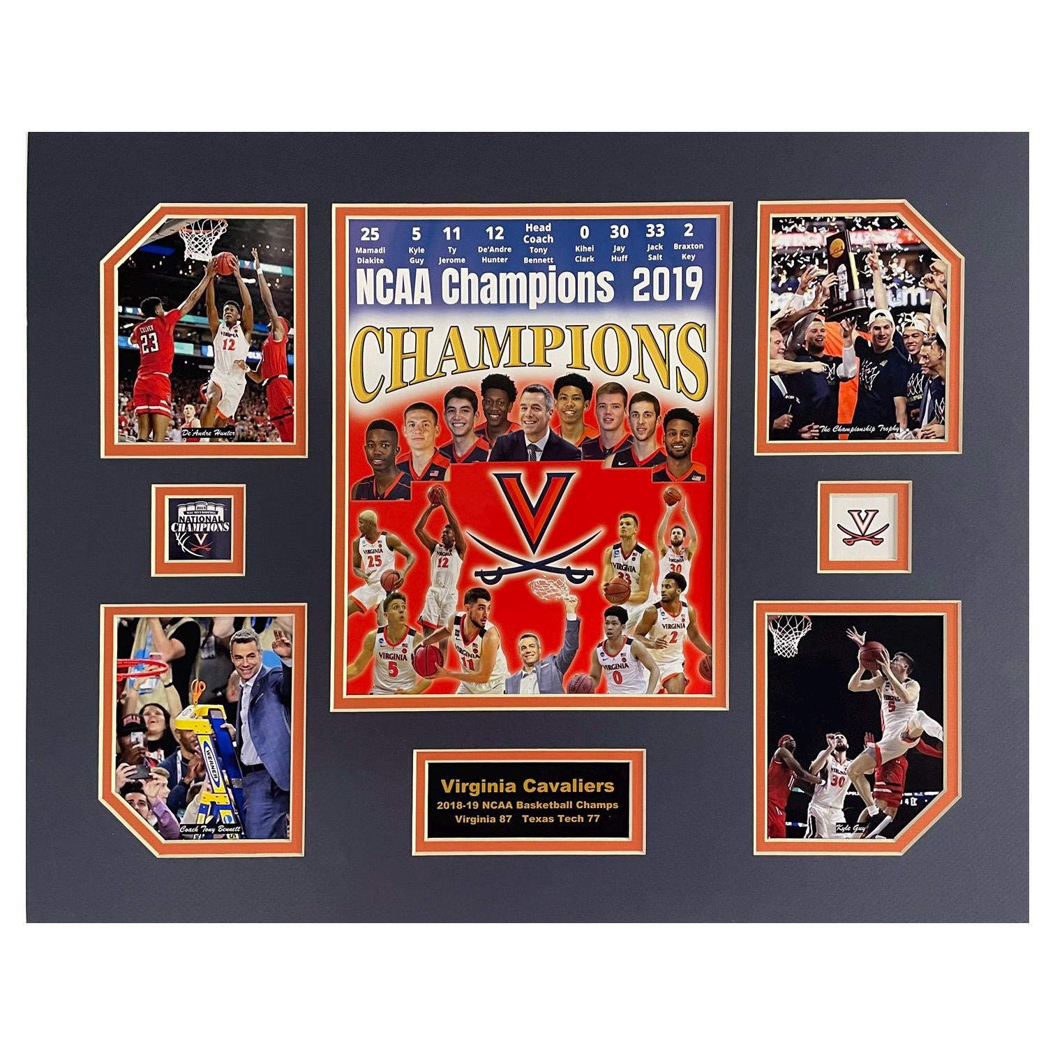 U Virginia Cavaliers NCAA Basketball 2018-19 National Champions Version 1 16 x 20 inch Collage