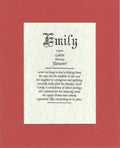 Name origin/meaning, orange mat, 8 x 10 parchment paper