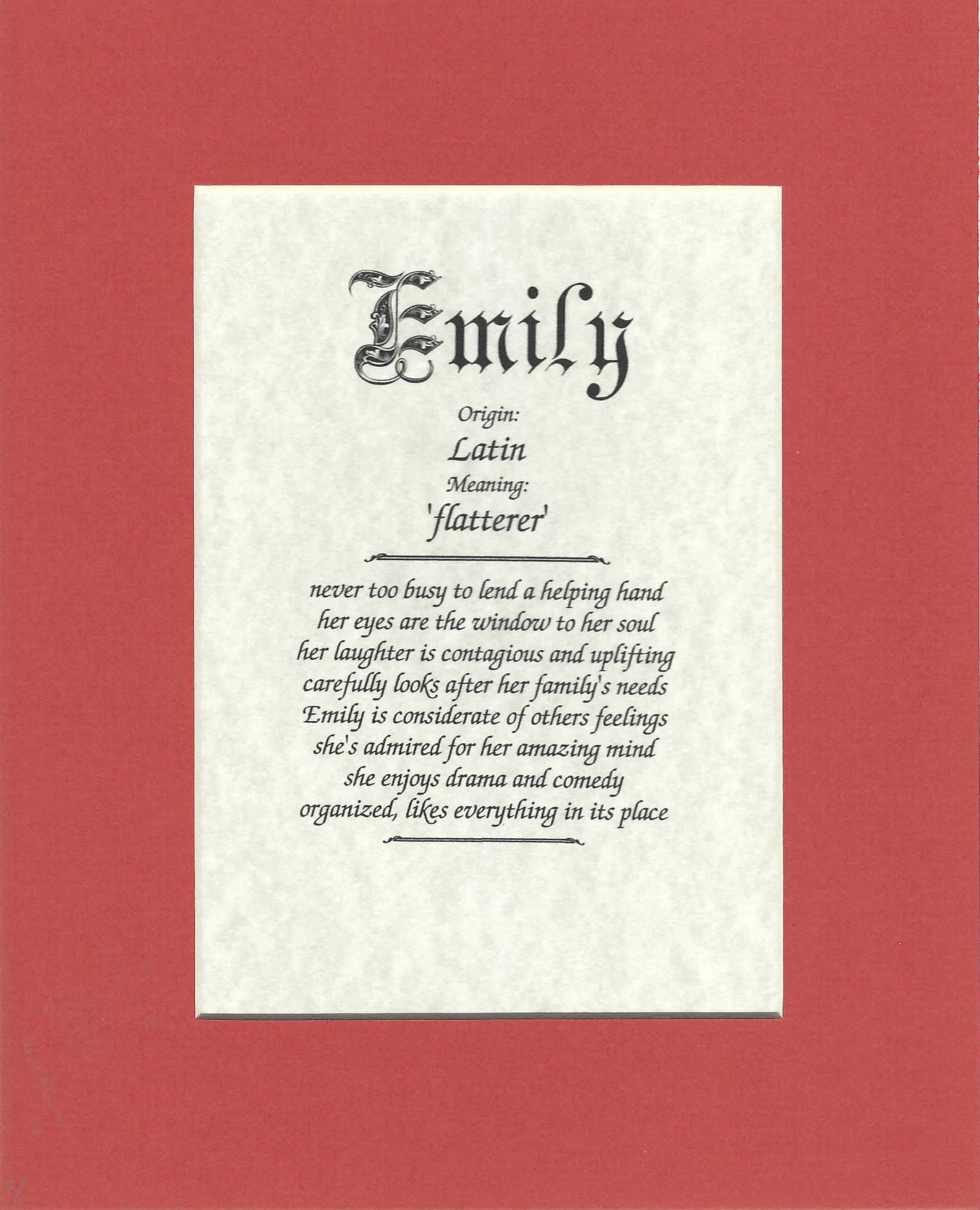 Name origin/meaning, orange mat, 8 x 10 parchment paper