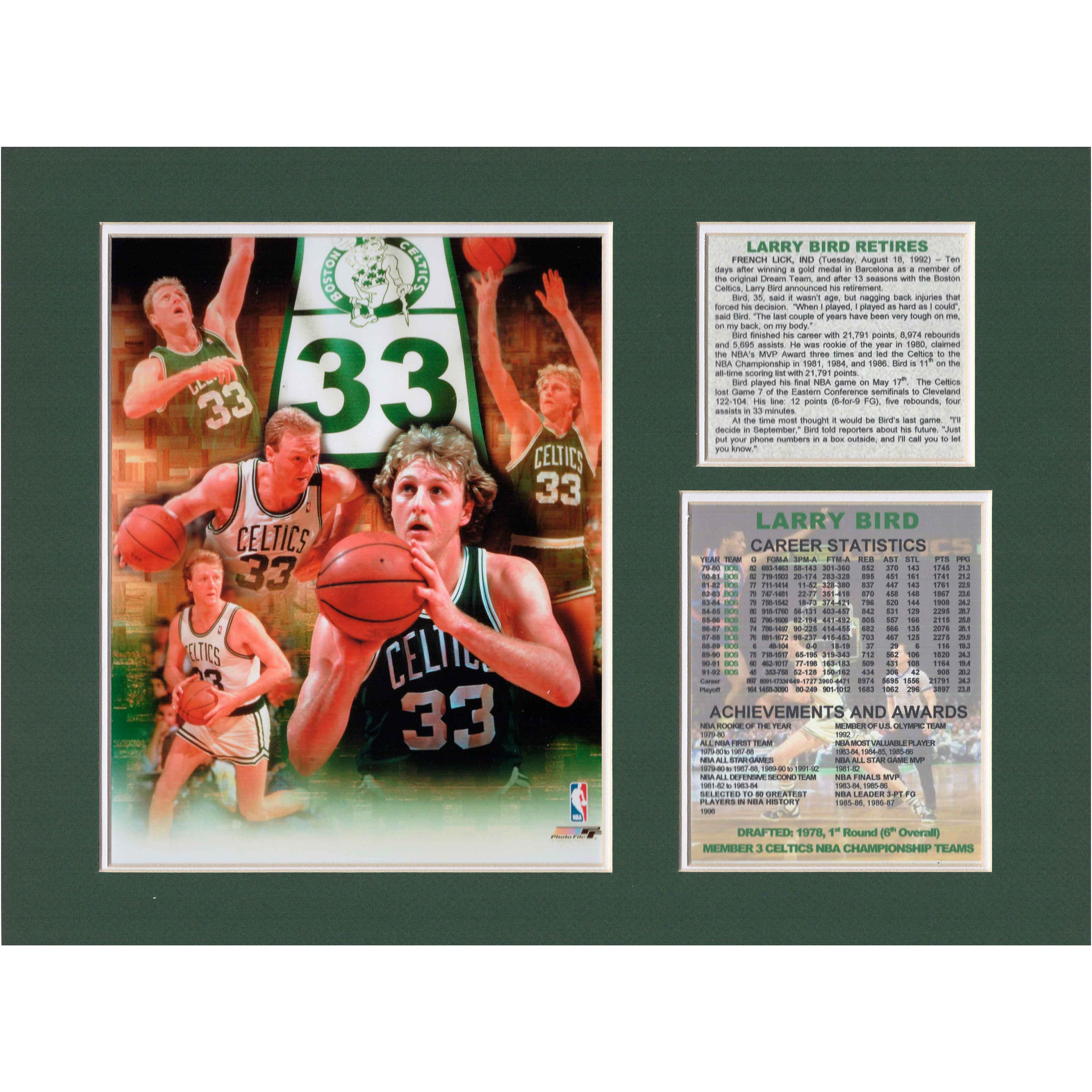 Larry Bird Retires Boston Celtics NBA Career Statistics Tribute