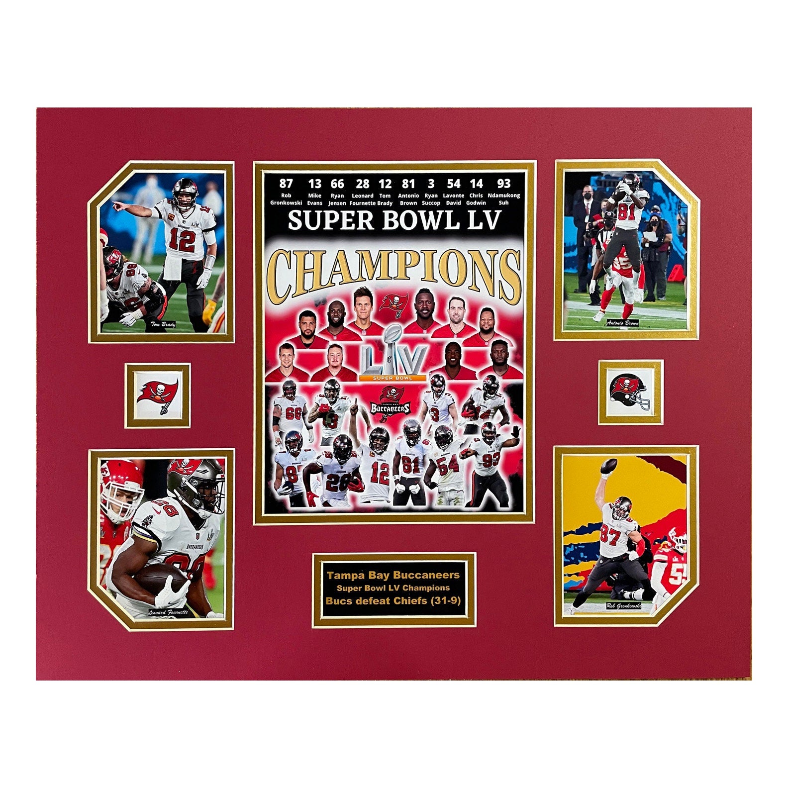 Tampa Bay Bucs 2020-21 NFL Football Super Bowl LV Champions 16 x 20 inch collage