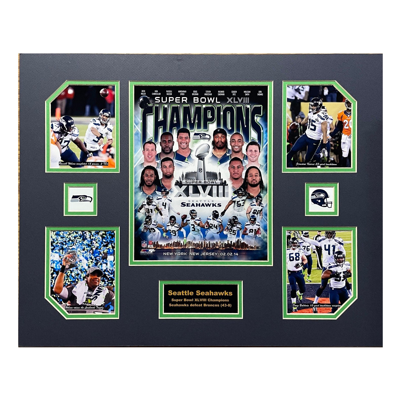 Seattle Seahawks 2013-14 NFL Football Super Bowl XLVIII Champions 16 x 20 inch collage
