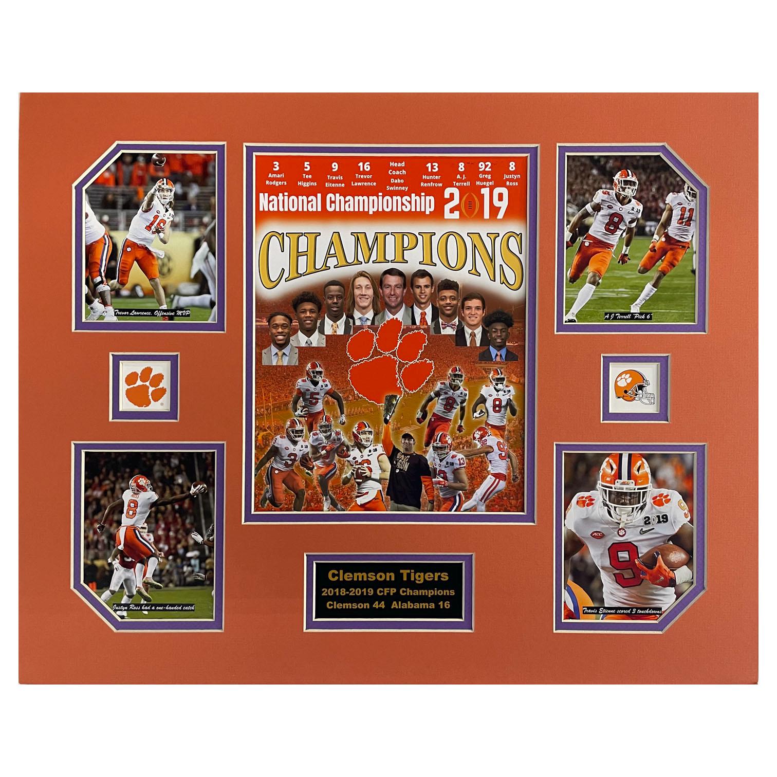 Clemson U Tigers NCAA Football 2018-19 CFP National Champions 16 x 20 inch Collage