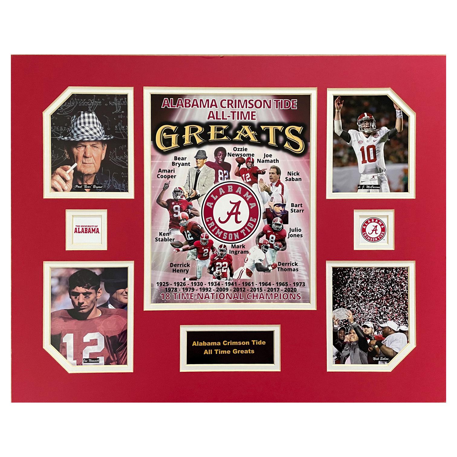 U Alabama Crimson Tide NCAA Football All-Time Greats 16 x 20 inch Collage