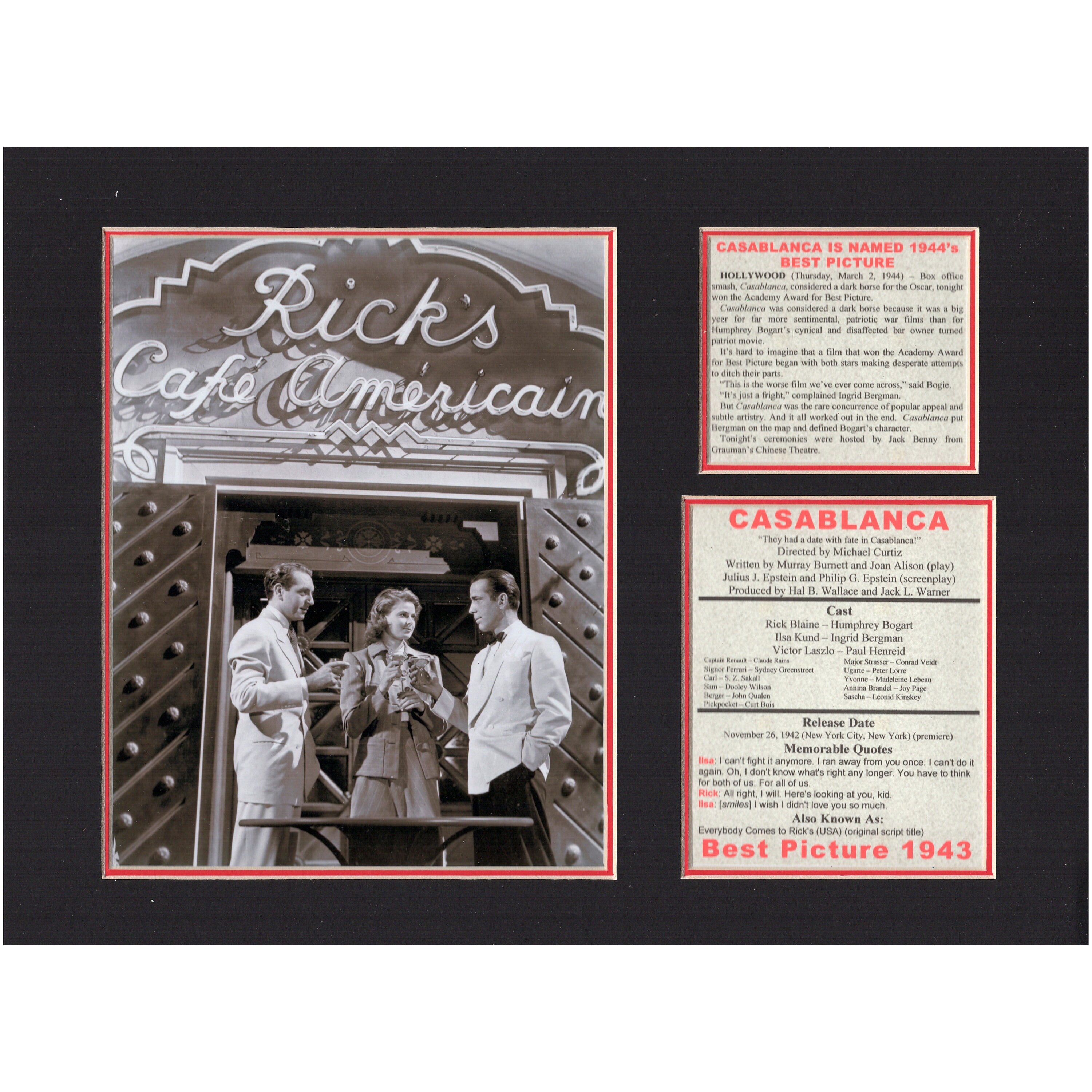 Casablanca Academy Award Oscar Best Picture Tribute