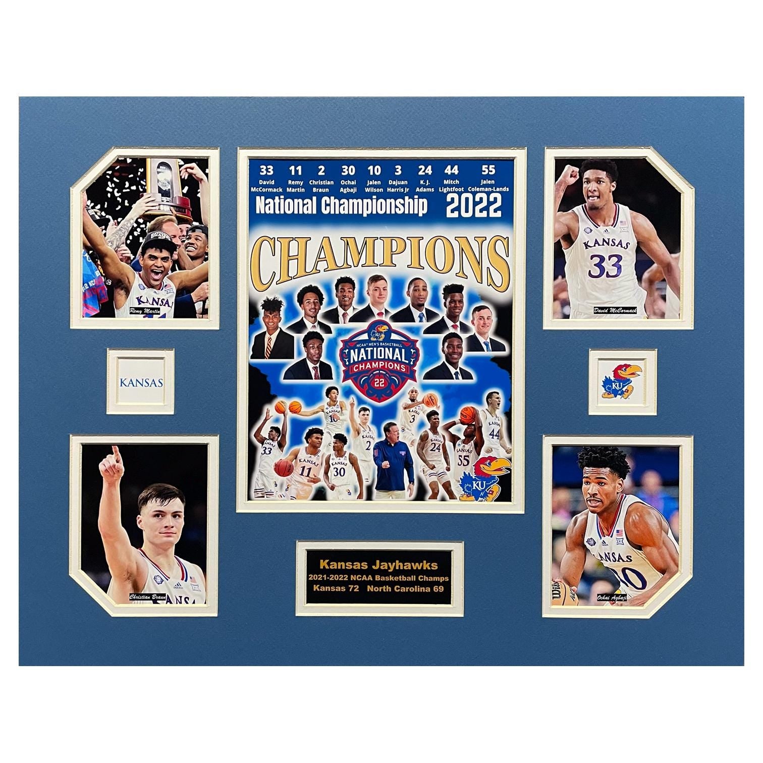 Kansas U NCAA Basketball 2021-22 National Champions 16 x 20 inch Collage