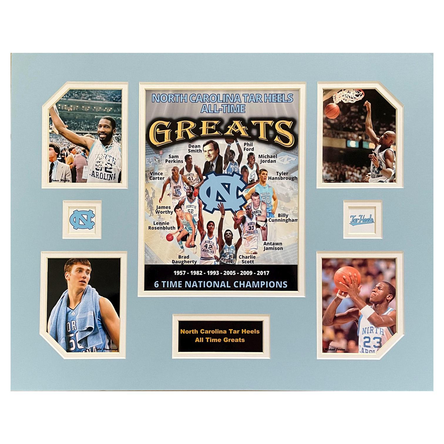 U North Carolina Tar Heels NCAA College Basketball All-Time Greats 16 x 20 inch Collage