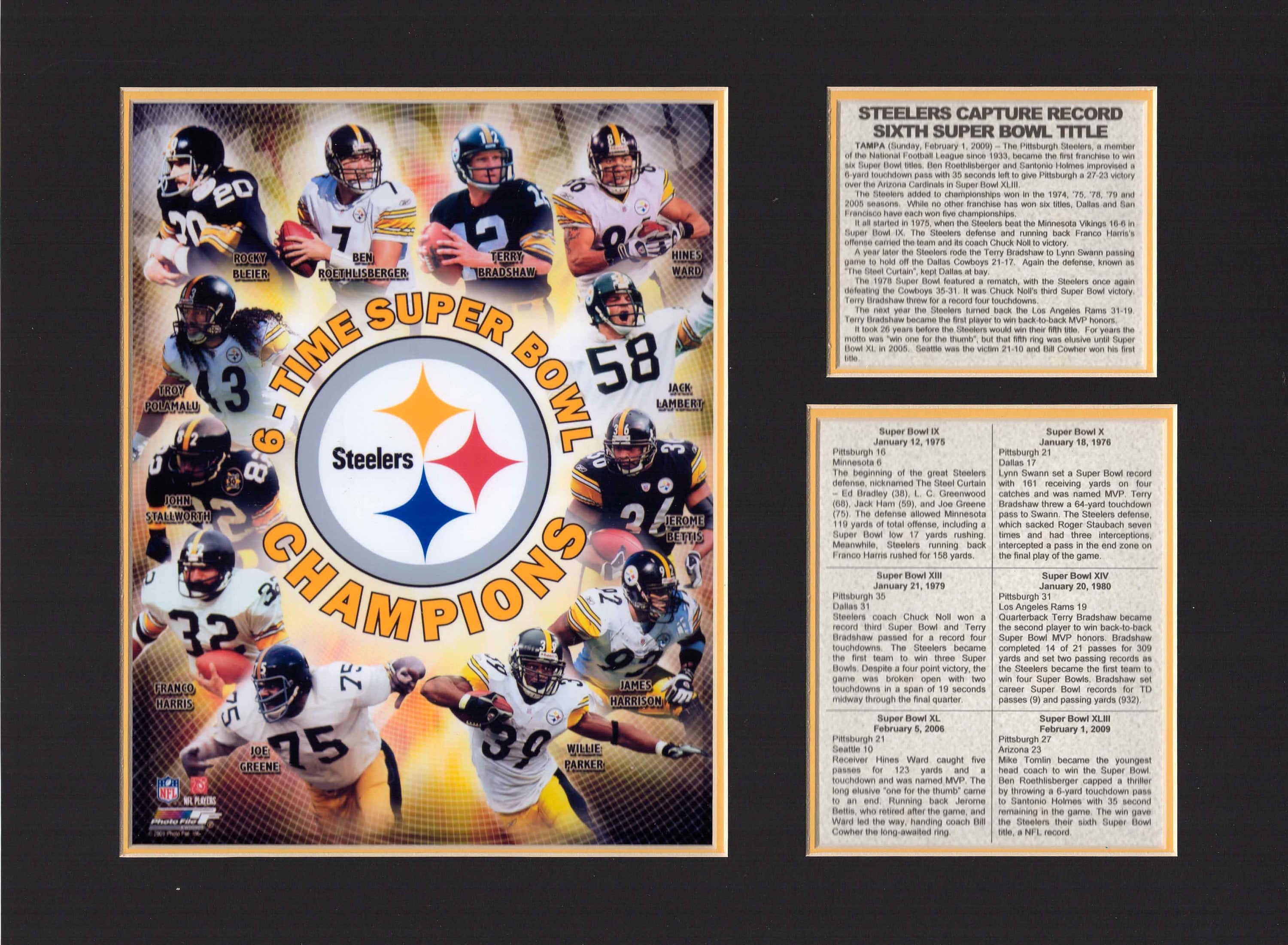 Pittsburgh Steelers 6x Super Bowl Champs Tribute