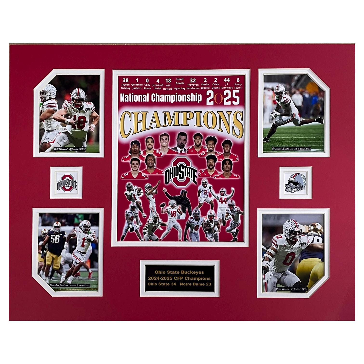 Ohio State U Buckeyes 2024-25 NCAA CFP Champions 16 x 20 inch Collage