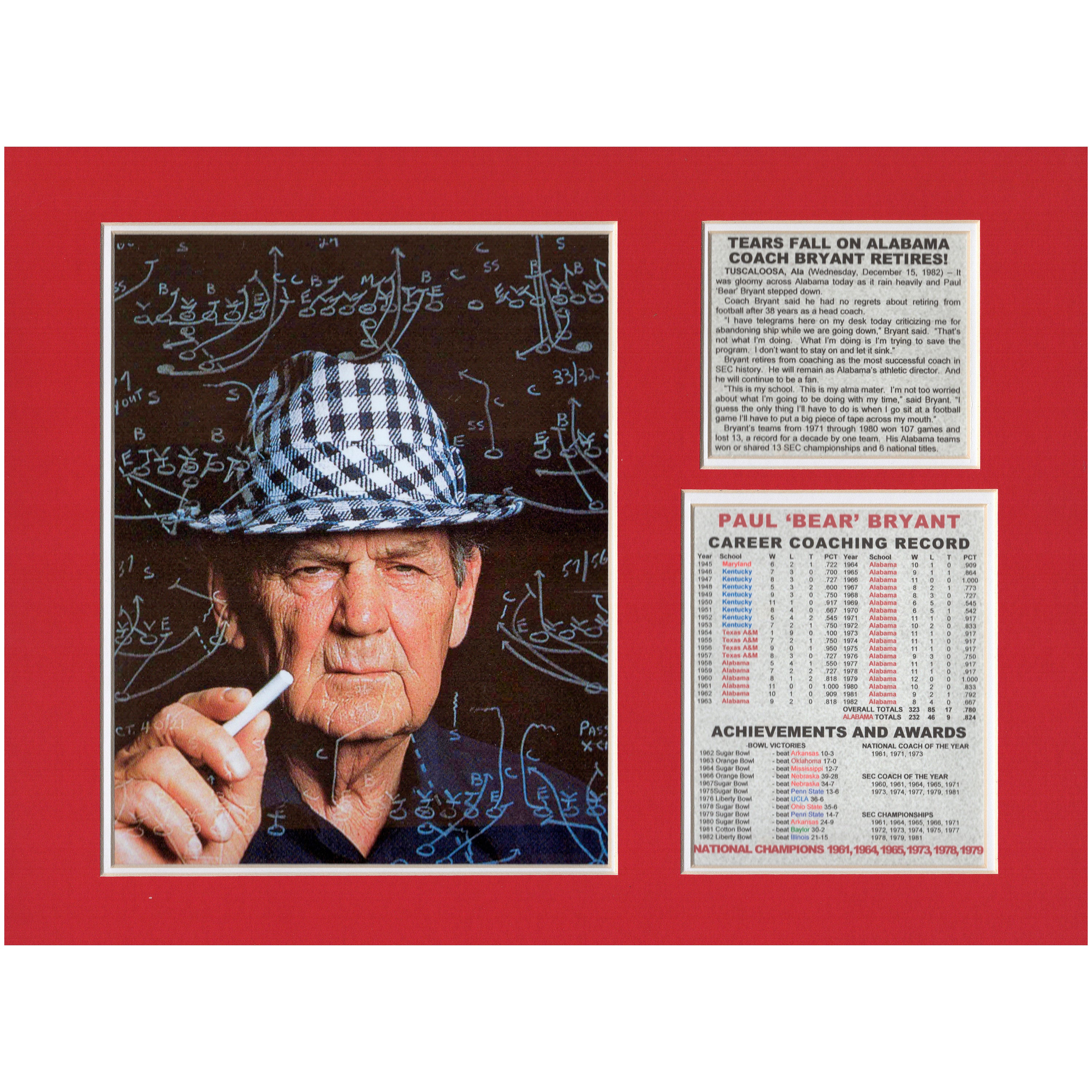 Bear Bryant Alabama Crimson Tide Football Coach Retires