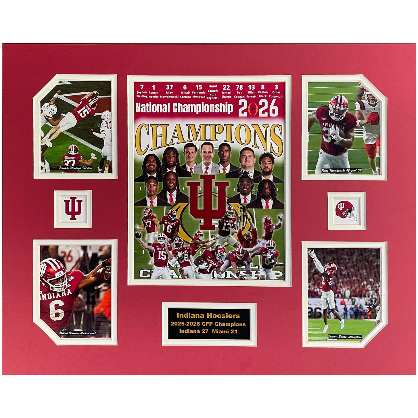 Indiana U Hoosiers 2025-26 NCAA CFP Champions 16 x 20 inch Collage