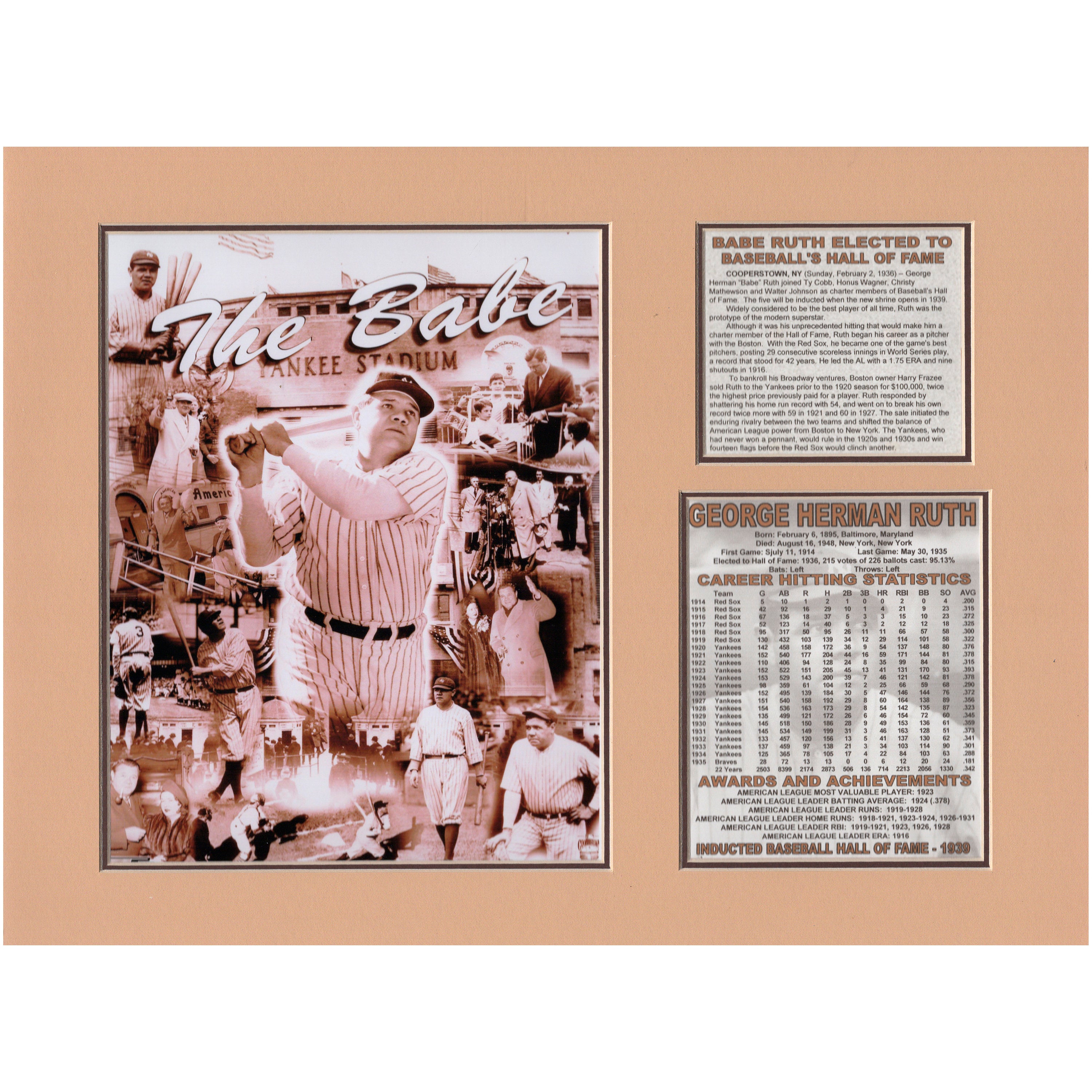 Babe Ruth New York Yankees Baseball Hall of Fame Tribute