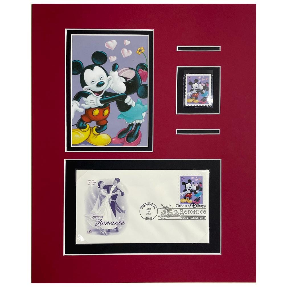 Disney Stamp and First Day Cover Art - Mickey and Minnie Mouse Art of Romance