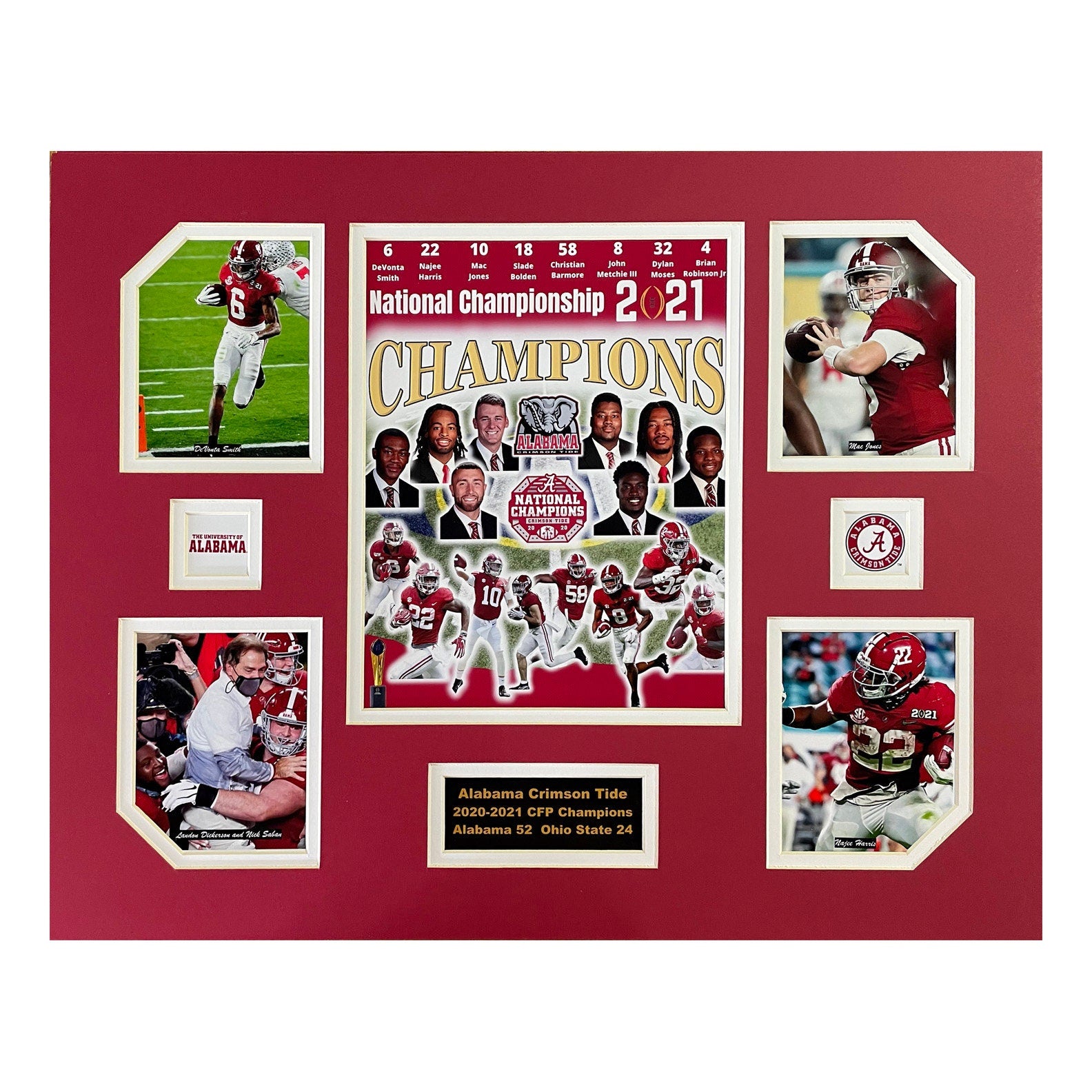 U Alabama Crimson Tide NCAA Football 2020-21 National Champions 16 x 20 inch Collage