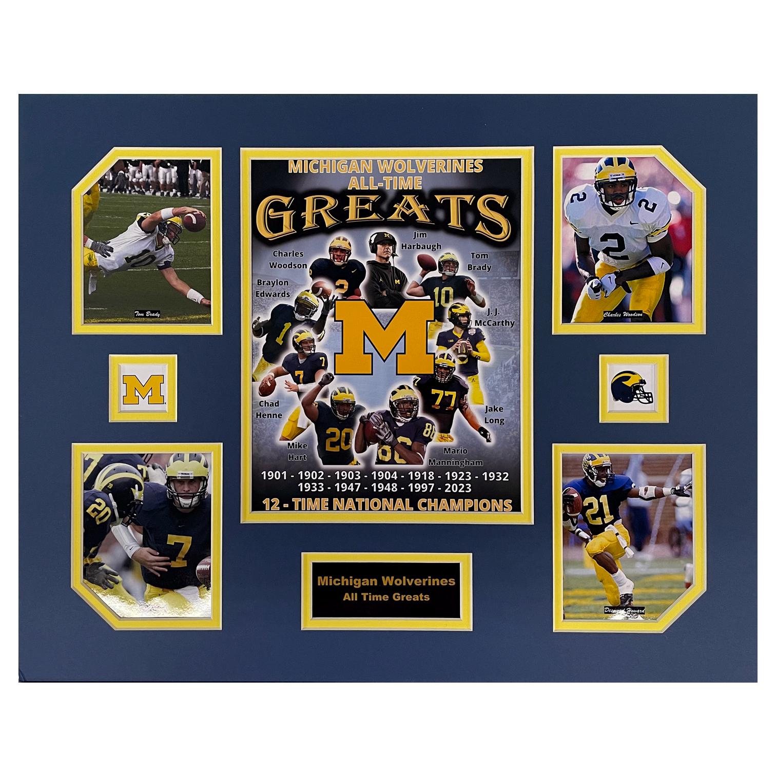 U Michigan Wolverines NCAA Football All-Time Greats 16 x 20 inch Collage