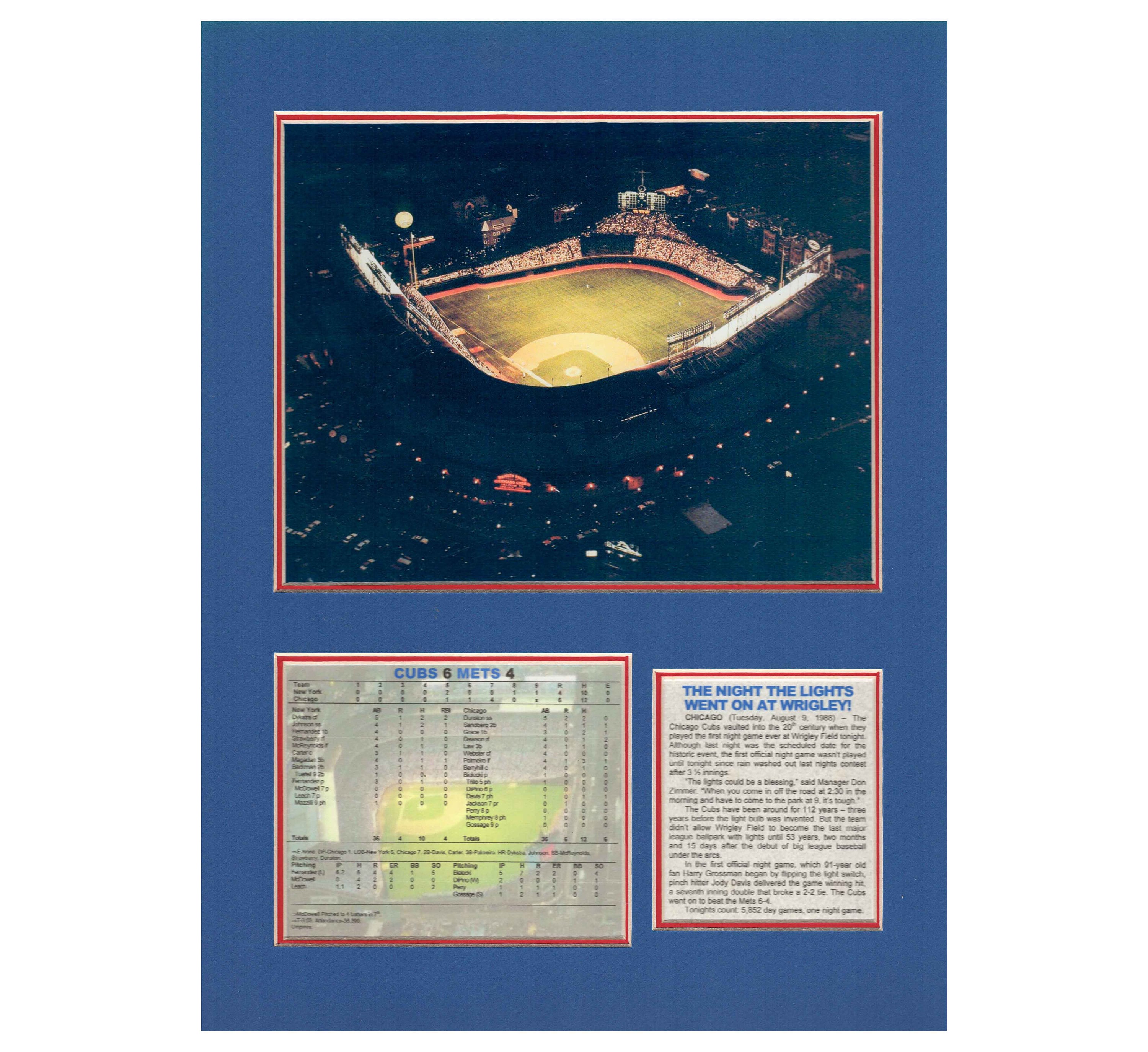 Wrigley Field Chicago Cubs First Night Game Tribute