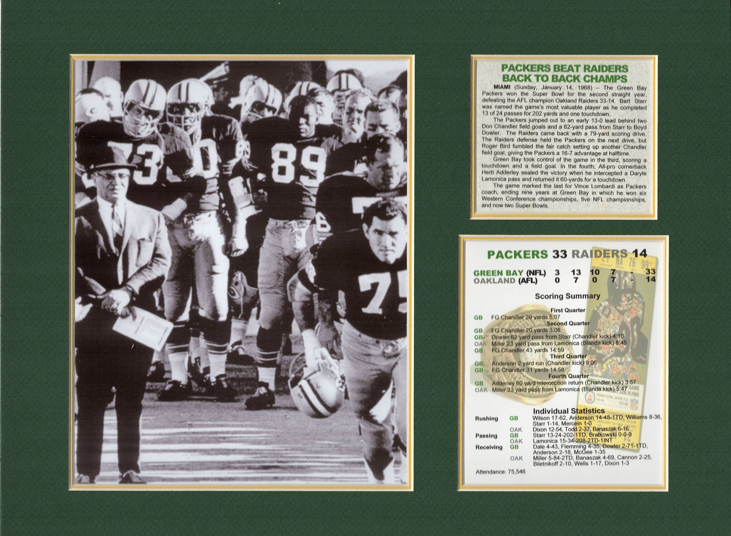 Green Bay Packers win Super Bowl Back-to-Back Bart Starr MVP Tribute