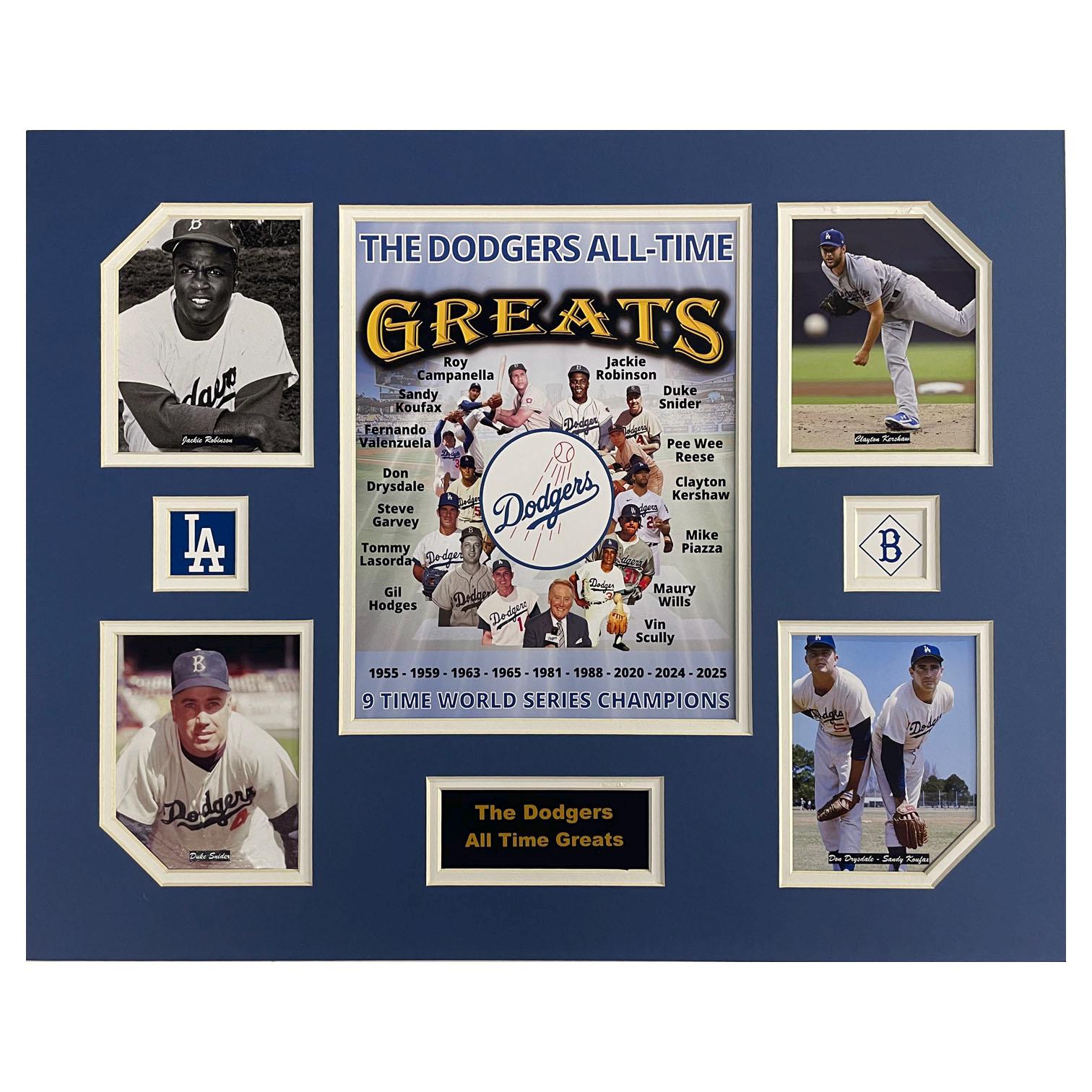 Los Angeles/Brooklyn Dodgers MLB All Time Greats 16 x 20 inch Collage with 2025 championship