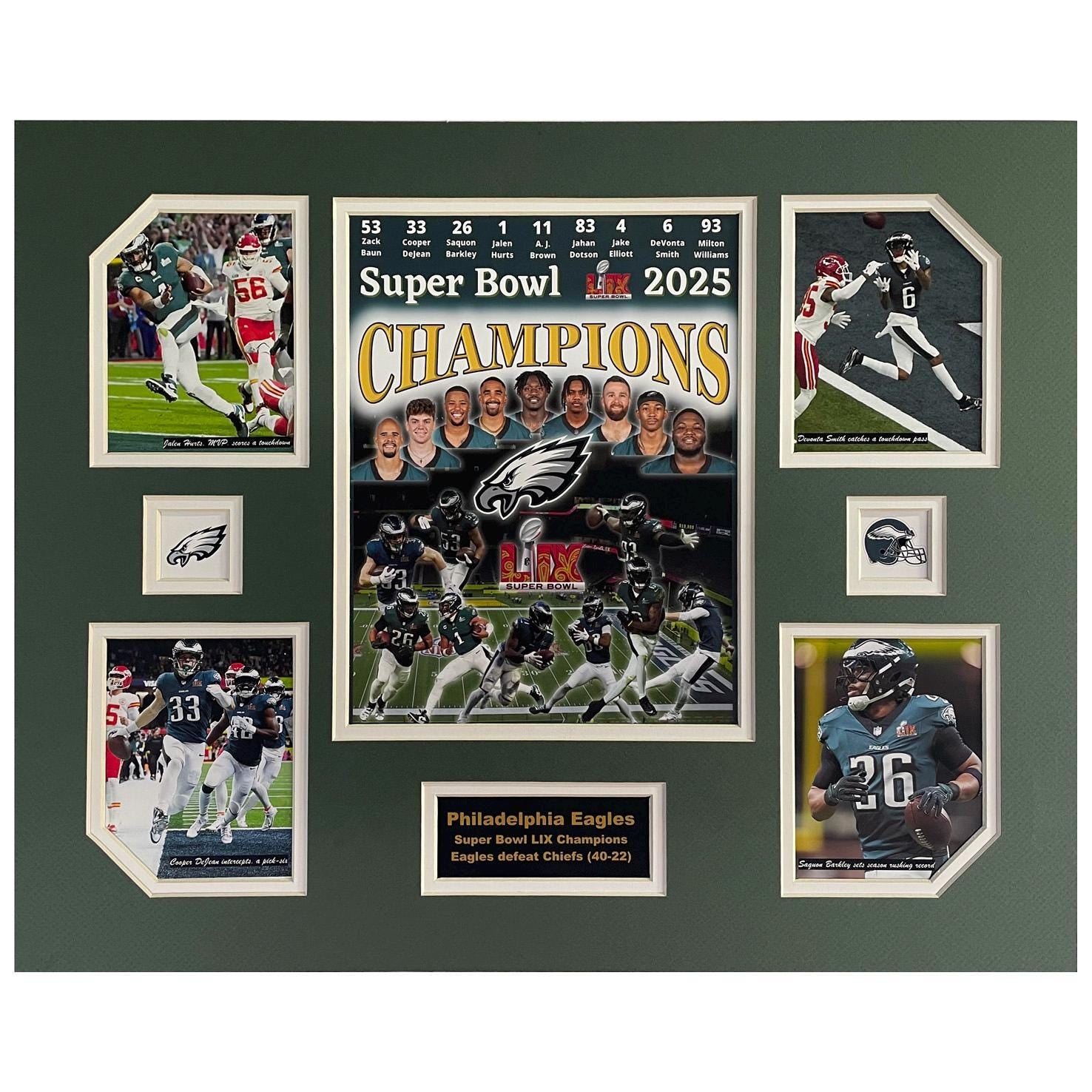 Philadelphia Eagles 2024-25 NFL Football Super Bowl LIX Champions 16 x 20 inch Collage