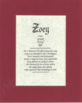 Name origin/meaning, brick mat, 8 x 10 parchment paper