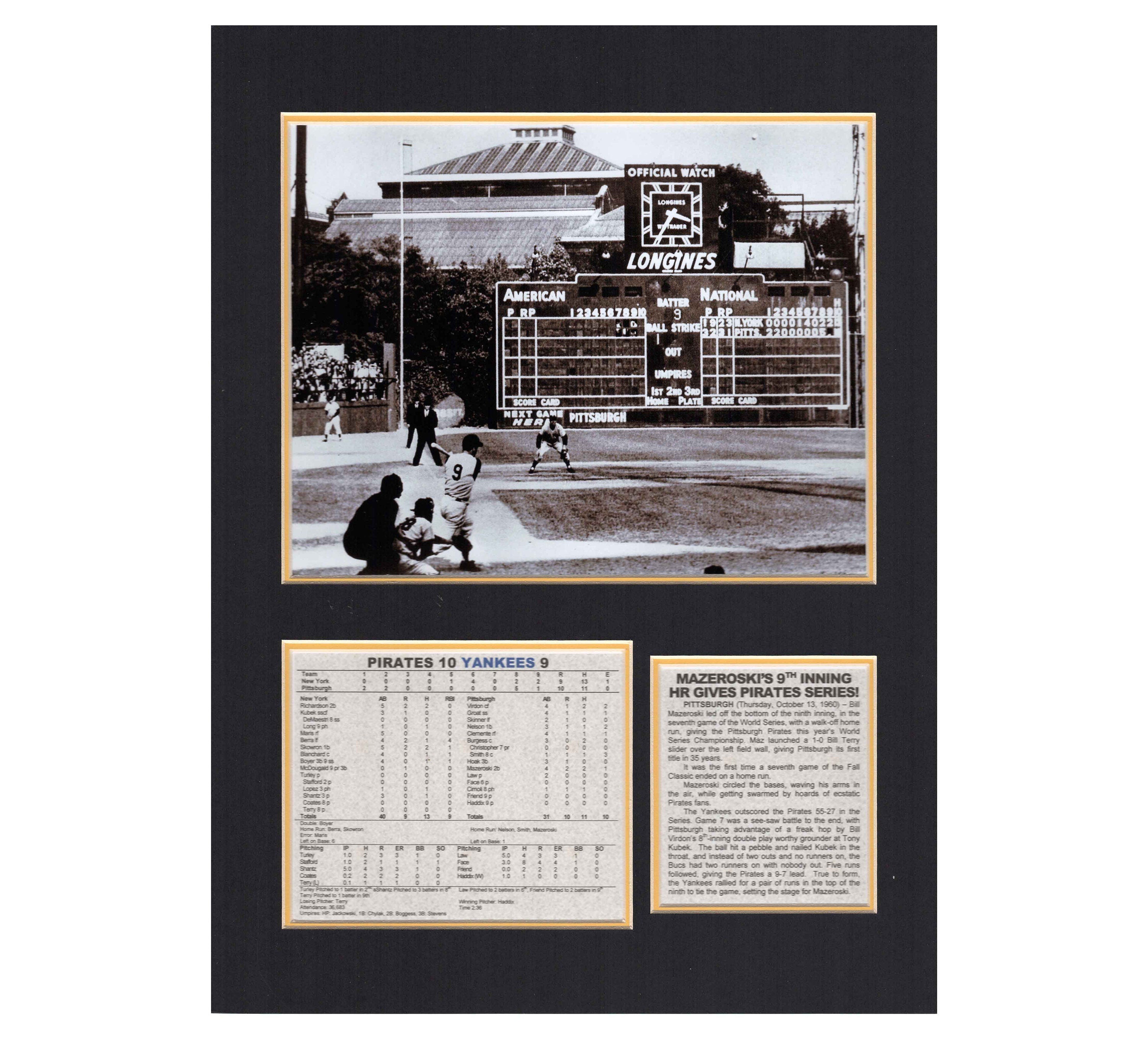 Bill Mazeroski Home Run Pittsburgh Pirates World Series Champs Tribute