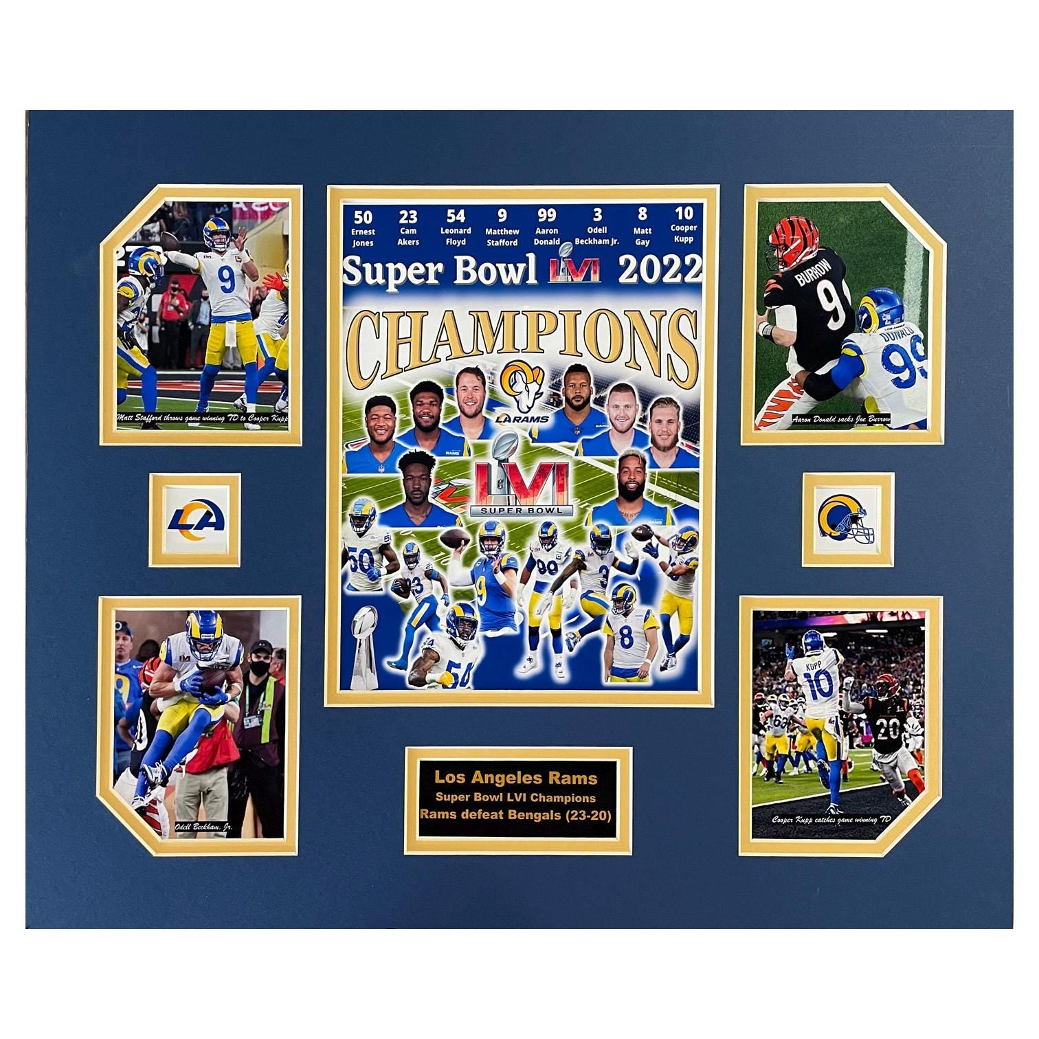 Los Angeles Rams 2021-22 NFL Football Super Bowl LVI Champions 16 x 20 inch collage