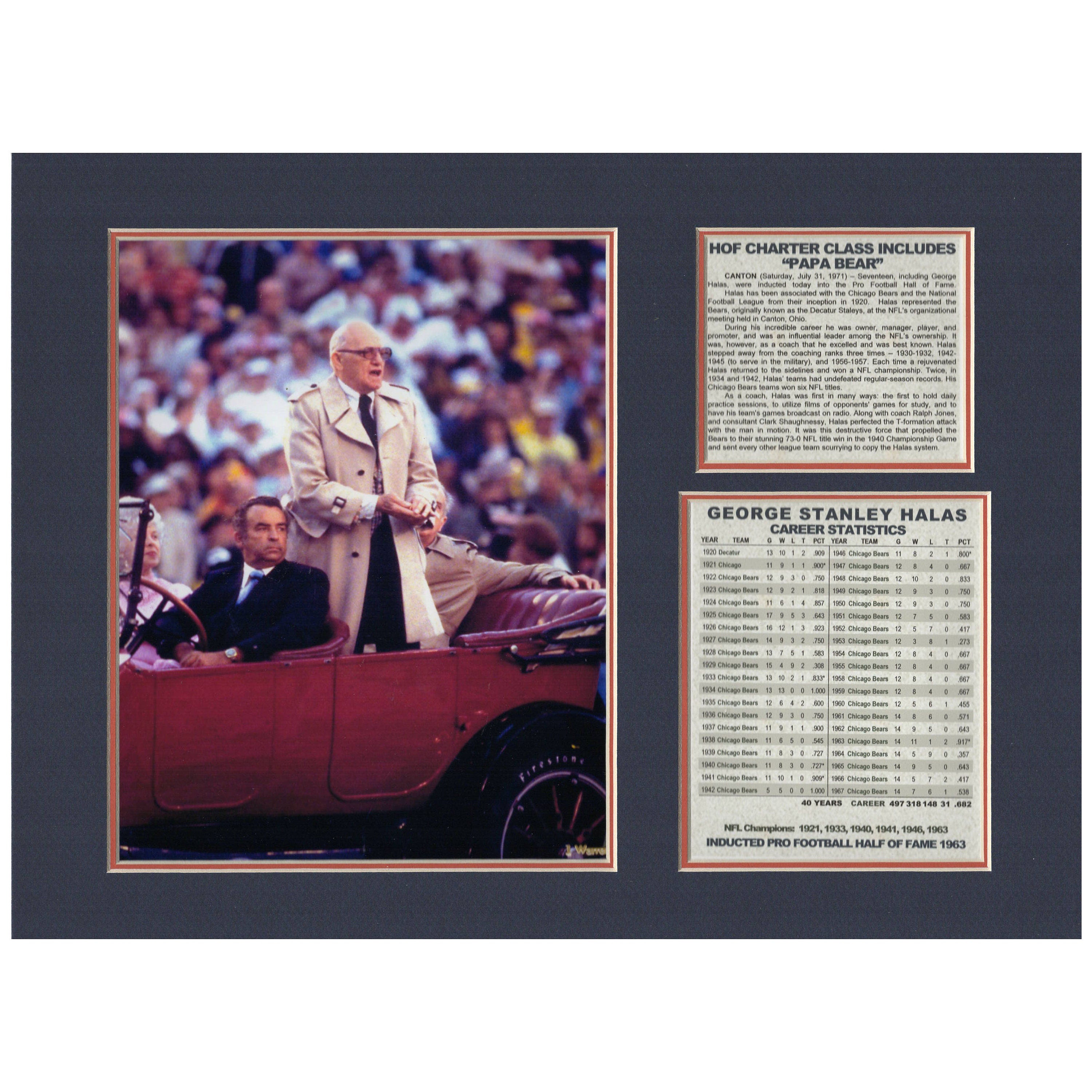 George Hallas Chicago Bears Football Hall of Fame Tribute