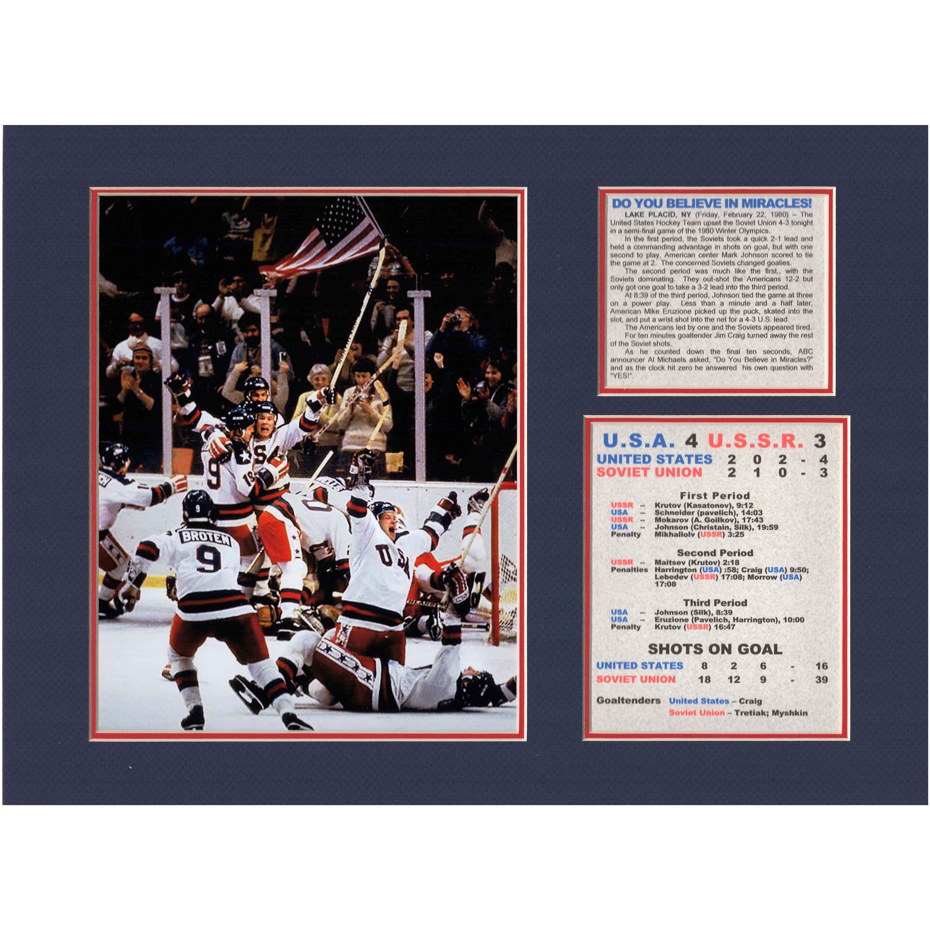 1980 Olympic Hockey Gold Medal Do You Believe in Miracles Tribute