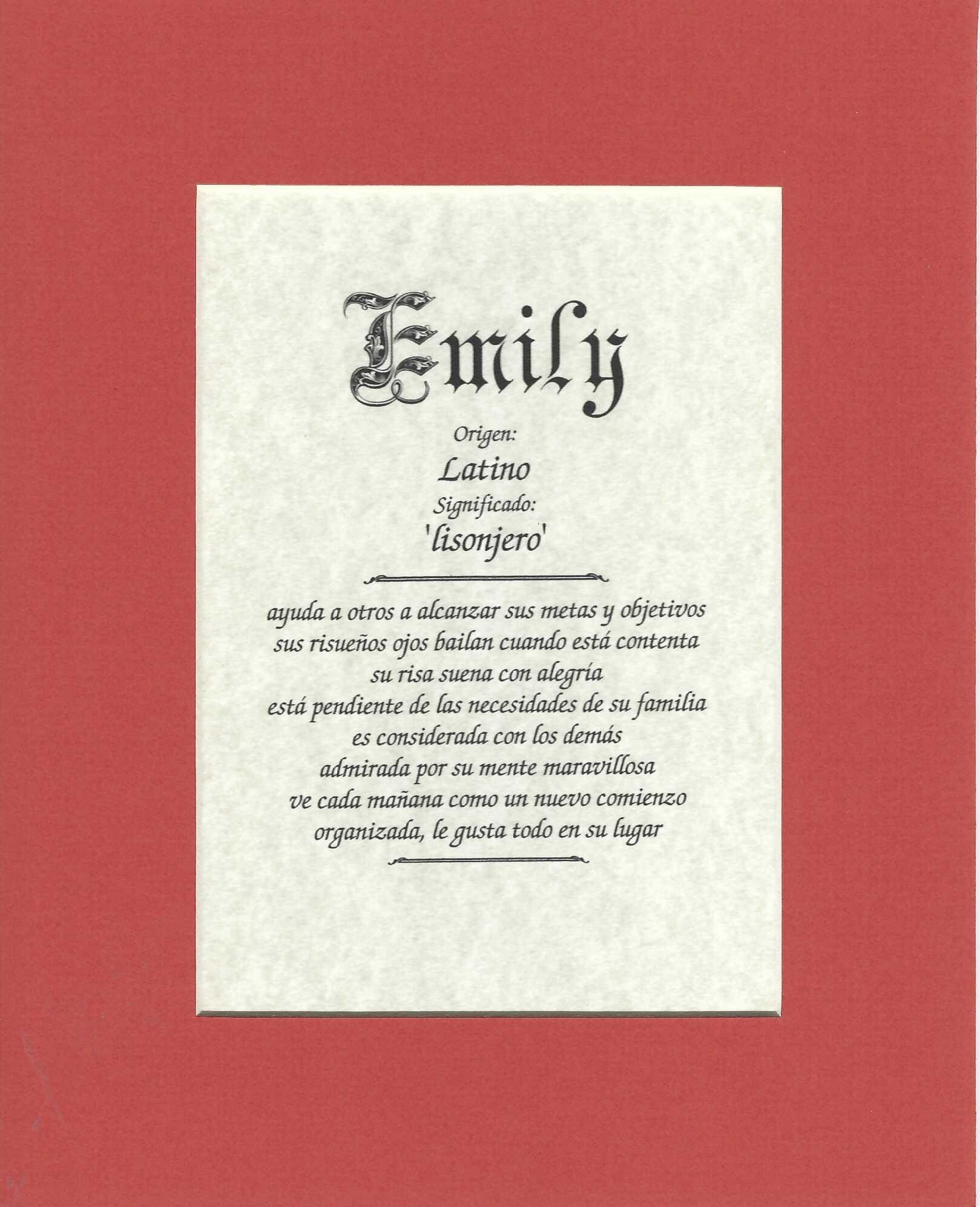 Name origin/meaning, orange mat, 8 x 10 parchment paper