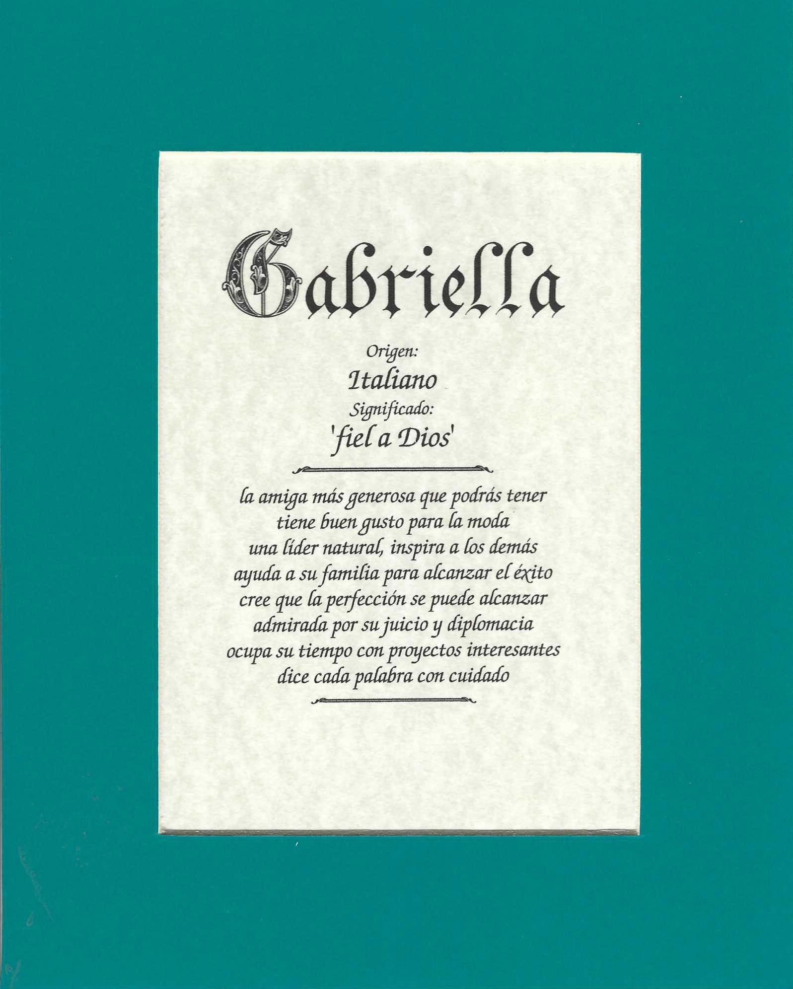 Name origin/meaning, teal mat, 8 x 10 parchment paper