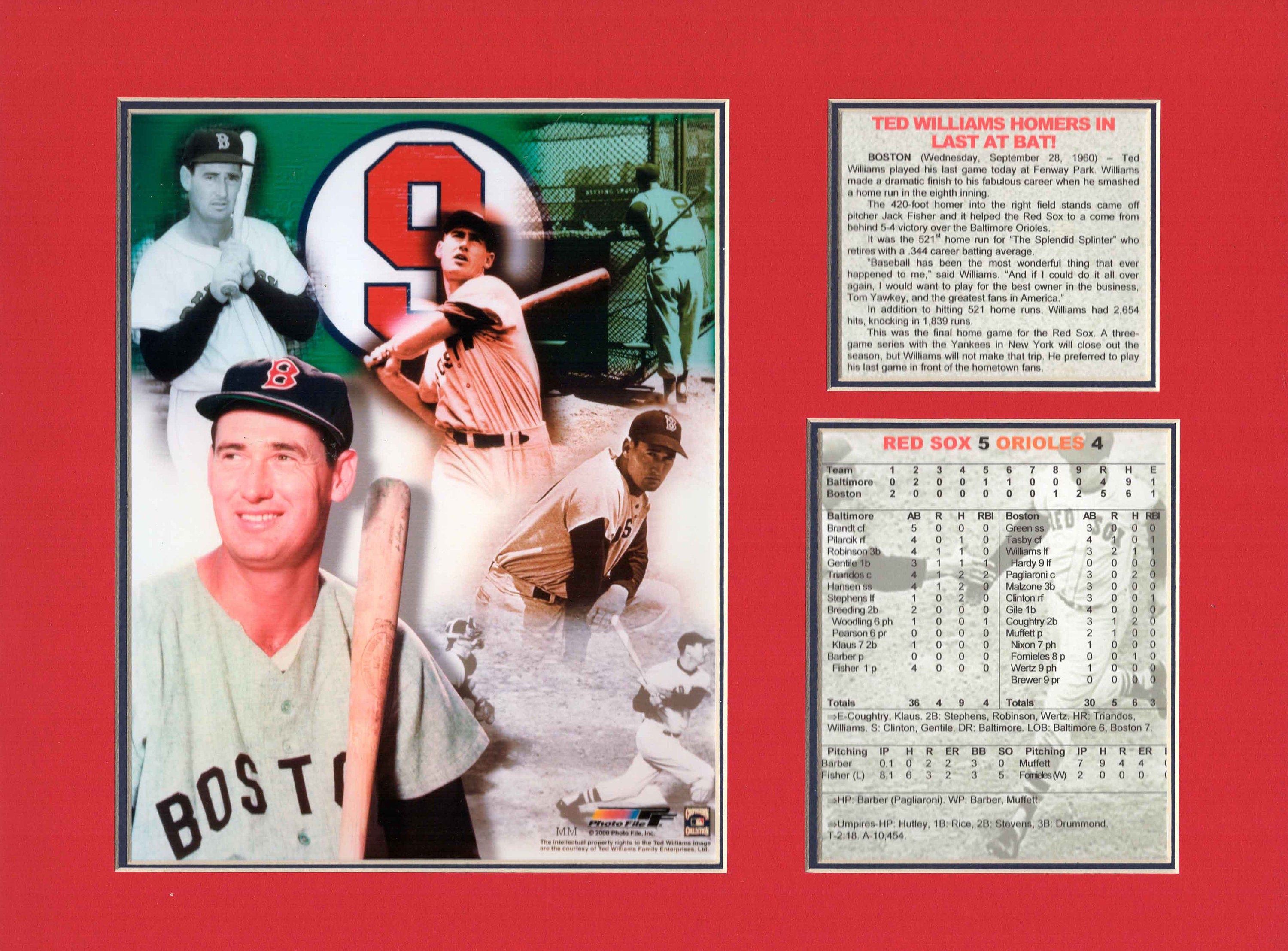 Ted Williams Boston Red Sox Homers in Last-at-bat Tribute