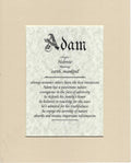 Name origin/meaning, tan mat, 8 x 10 parchment paper