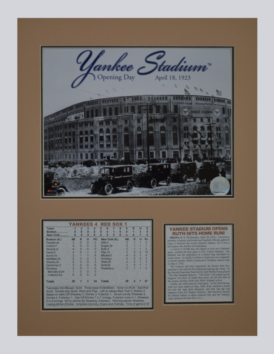 Yankee Stadium 1st Game 12 x 16 Tribute