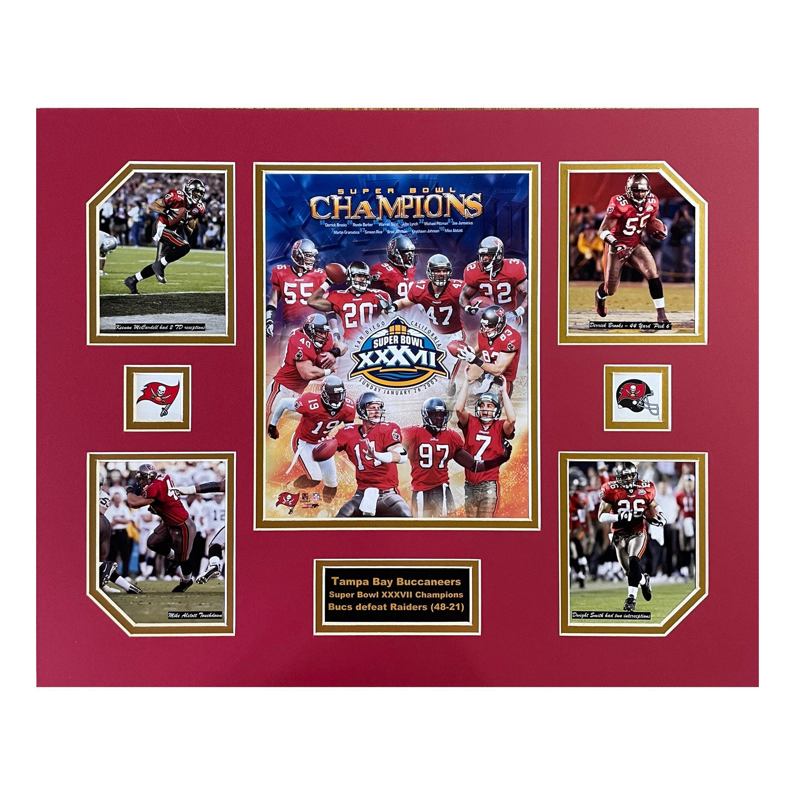 Tampa Bay Buccaneers 2002-03 NFL Football Super Bowl XXXVII Champions 16 x 20 inch collage