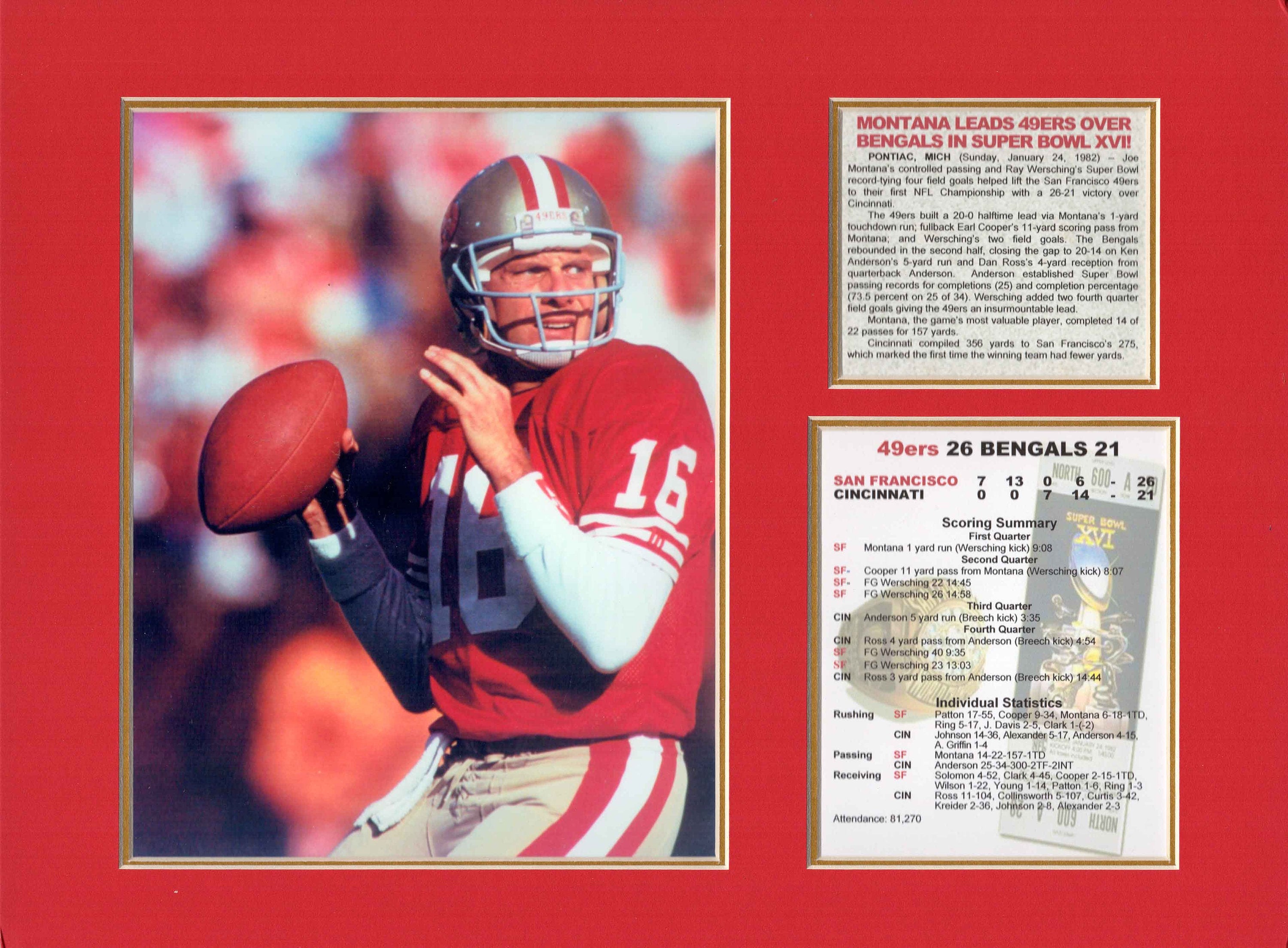 San Francisco 49ers Joe Montana Super Bowl Champions Tribute