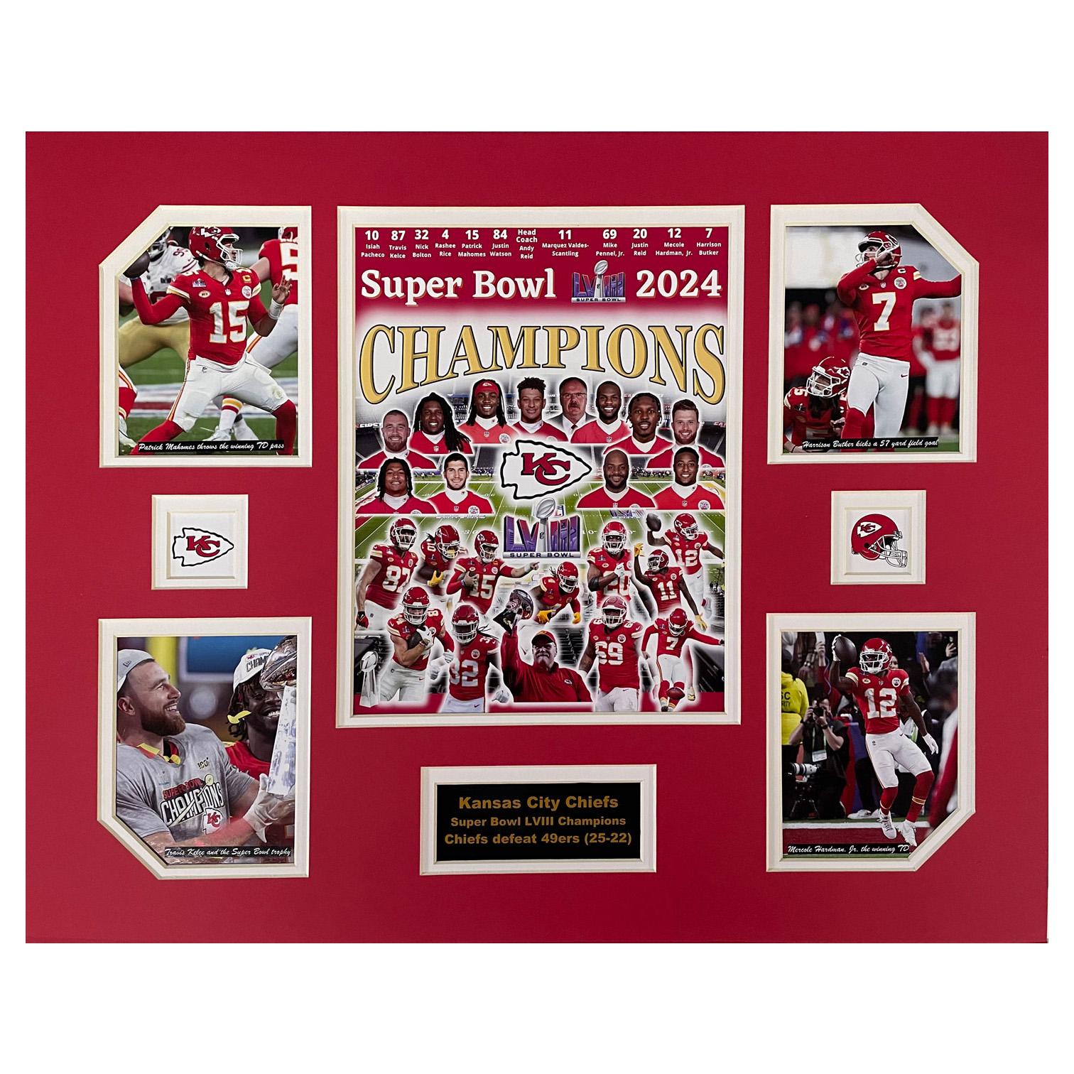 Kansas City Chiefs 2023-24 NFL Super Bowl 58 Champions 16 inch x 20 inch Collage