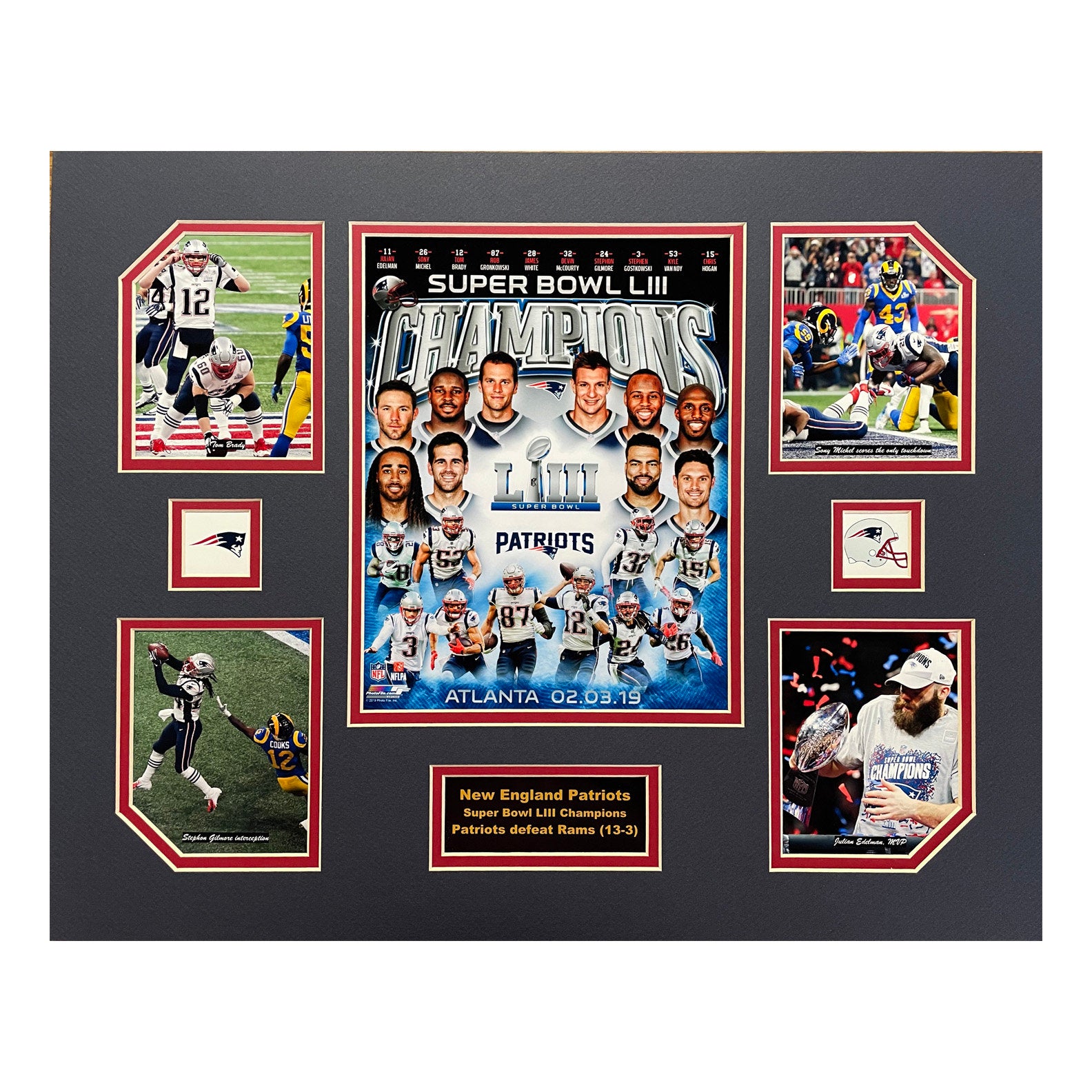 New England Patriots 2018-19 NFL Football Super Bowl LIII Champions 16 x 20 inch collage